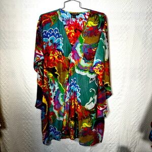 Lauren Ralph Lauren Kimono Sleeve Watercolor Tunic PS
